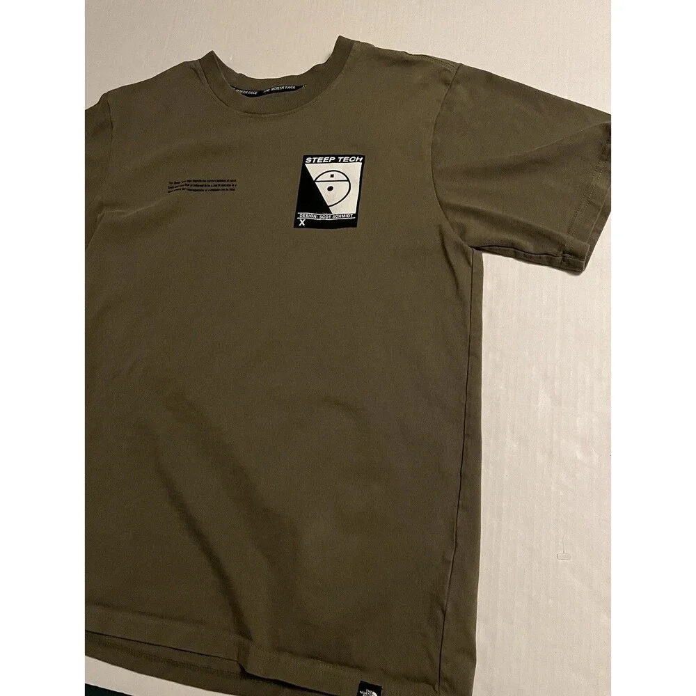 North Face Steep Tech Scot Schmidt Graphic T-Shirt MEDIUM Olive Green Outdoors
